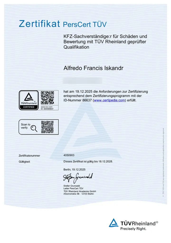 TÜV Rheinland Zertifikat